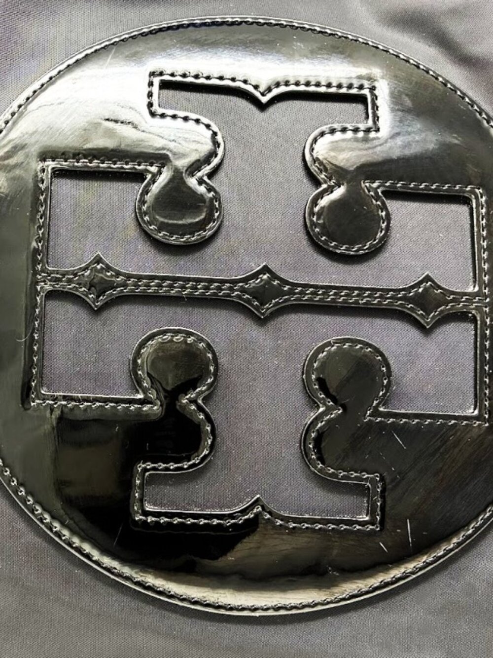 Tory Burch Ella Tote Bag - Black Nylon with Patent Leather Trim - Large - Picture 5 of 16